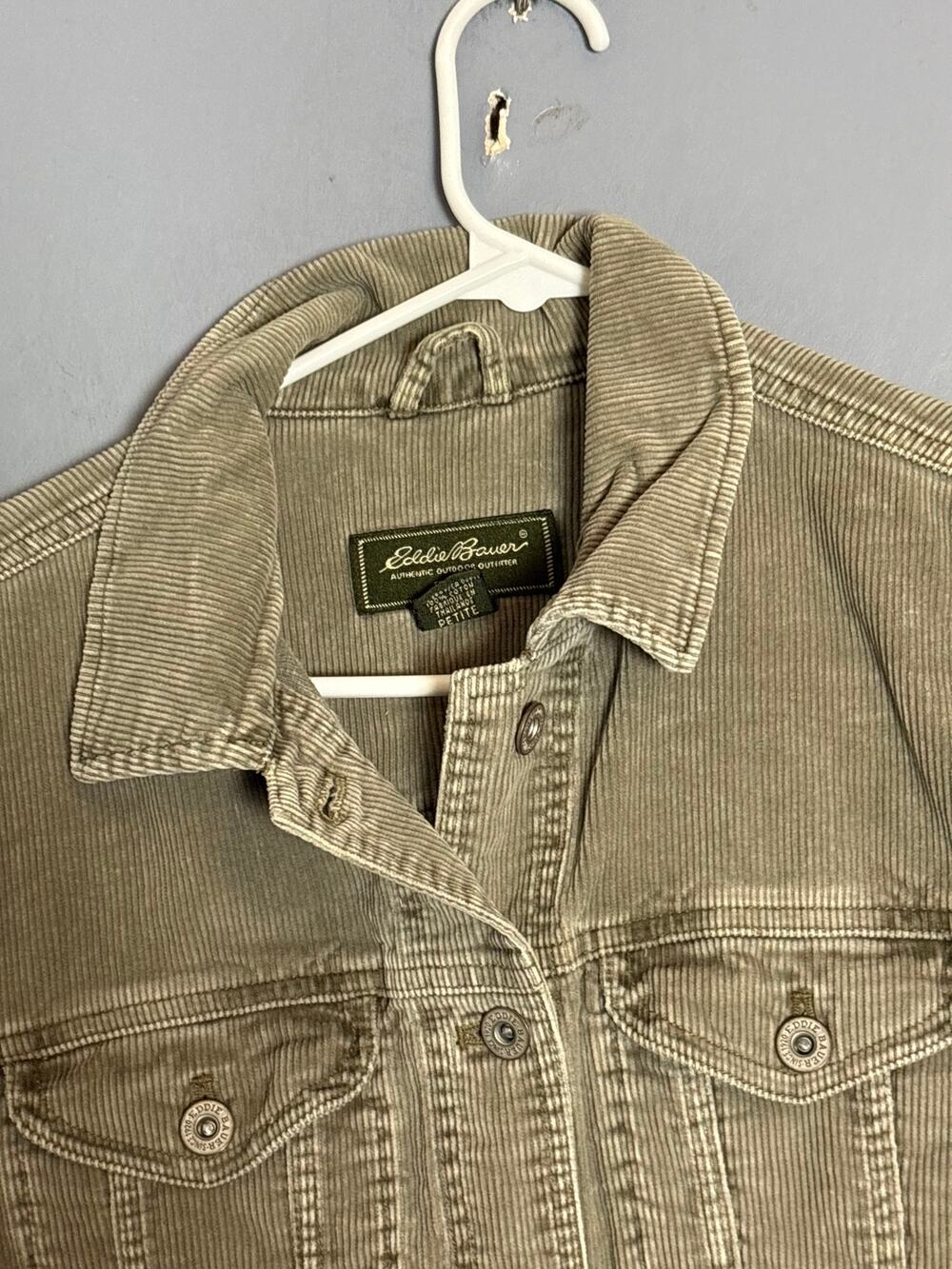 Eddie Bauer Womens Brown Corduroy Trucker Jacket Petite Medium